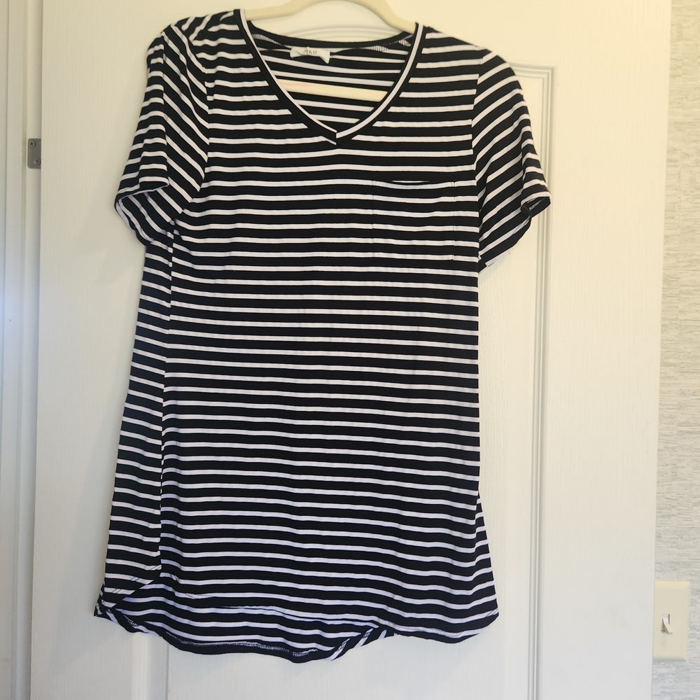 Piko 1988 Black and White Striped Blouse